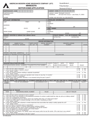 Motor Home Insurance Application