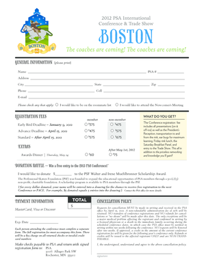 2012 PSA Conference Registration Form