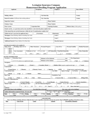 Homeowners/Dwelling Program Application