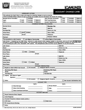 Account Change Card