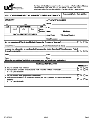 Dental and Vision Insurance Application