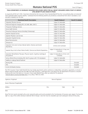 Texas Consumer Choice POS Disclosure Notice