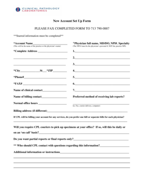 New Account Set Up Form