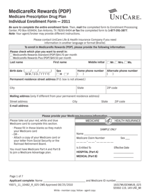 MedicareRx Rewards PDP Enrollment Form