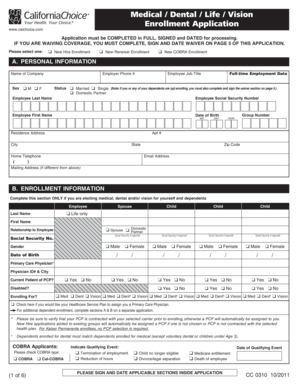 Medical / Dental / Life / Vision Enrollment Application
