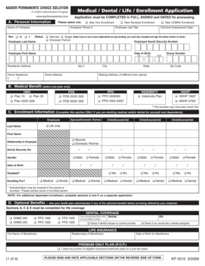 Kaiser Permanente Medical/Dental Enrollment Application