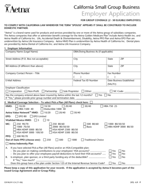 California Small Group Business Employer Application