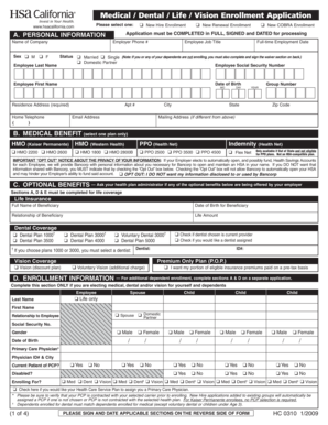 Medical Dental Life Vision Enrollment Application