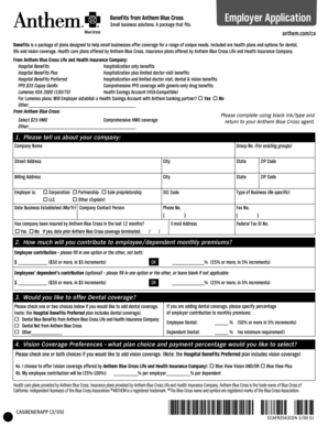 Anthem Blue Cross Employer Application