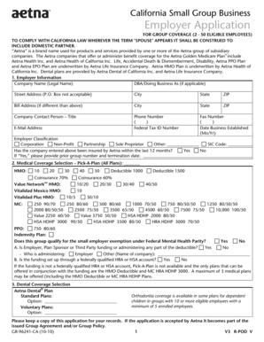 California Small Group Business Employer Application