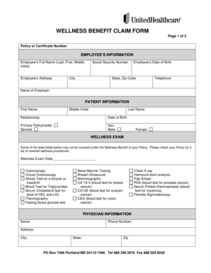 Wellness Benefit Claim Form