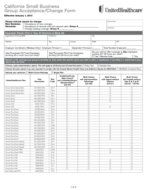 California Small Business Group Acceptance/Change Form