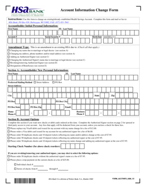 Health Savings Account Information Change Form