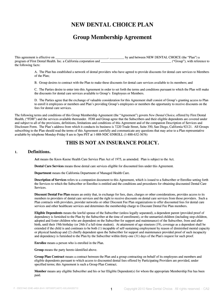Fillable Online NEW DENTAL CHOICE PLAN Fax Email Print pdfFiller