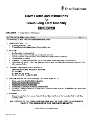 Group Long Term Disability Claim Form
