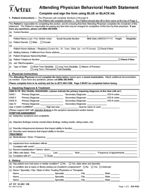 Attending Physician Behavioral Health Statement
