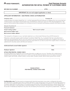 Electronic Check Authorization Form