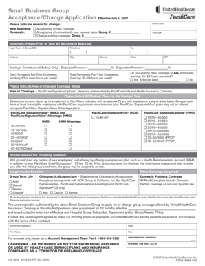Small Business Group Health Insurance Application