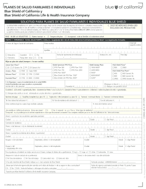 Solicitud para planes de salud familiares e individuales Blue Shield