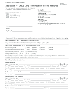 APTA Group Long Term Disability Income Insurance Application