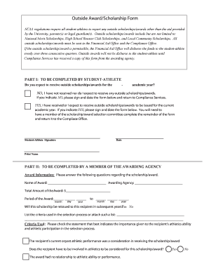 NCAA Outside Award/Scholarship Form