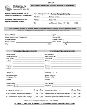 Parent/Guardian/Student Information Form