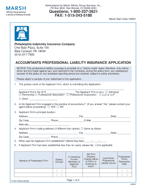 Accountants Professional Liability Insurance Application