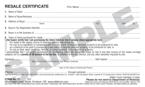 Washington Resale Certificate Form 11 EO