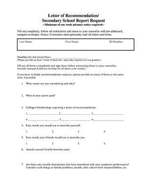 Secondary School Report Request Form