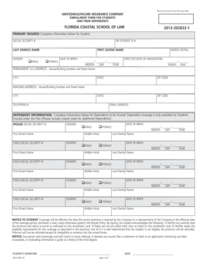 UnitedHealthcare Student Insurance Enrollment Form
