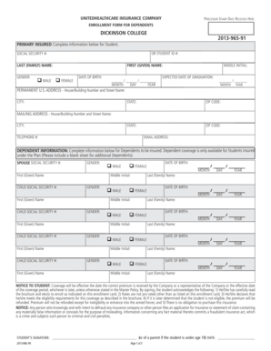 Dickinson College Dependent Insurance Enrollment Form