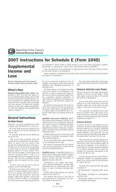 2007 Instructions for Schedule E (Form 1040)