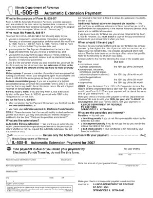 Illinois Automatic Extension Payment Form IL-505-B