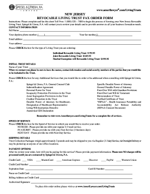 Living trust oregon - New Jersey Individual Revocable Living Trust Fax Order Form