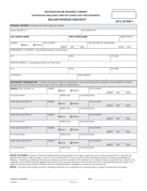 Continuation Enrollment Form for Students