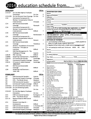 2014 Massachusetts Insurance Education Registration Form