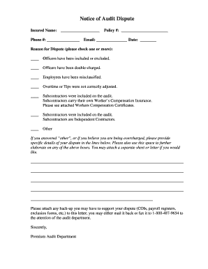 Notice of Audit Dispute