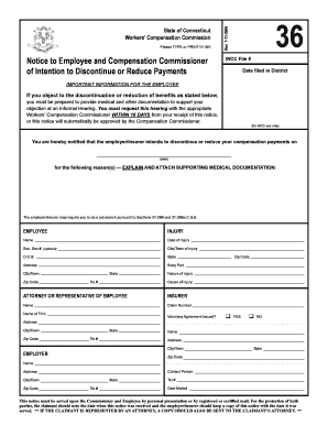 Connecticut Workers’ Compensation Discontinuation Notice