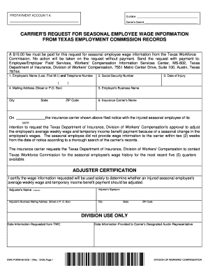 Texas Seasonal Employee Wage Information Request