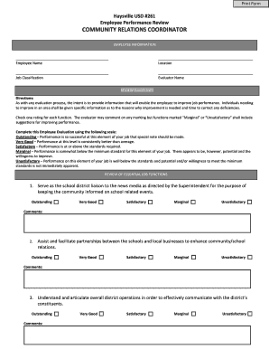 Employee Performance Review Form