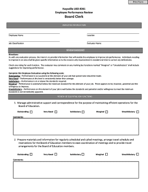 Employee Performance Review Form