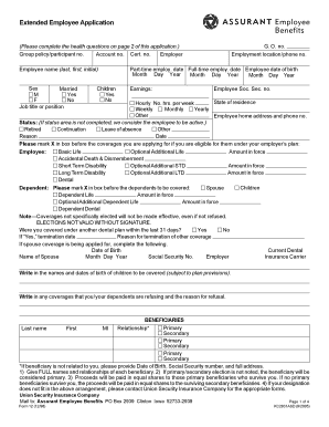 Employee Benefits Application Form