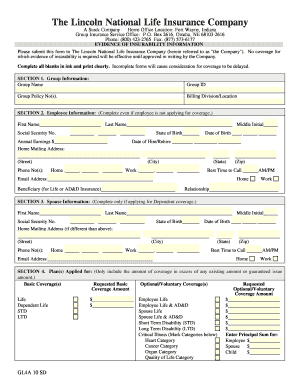 Evidence of Insurability Form