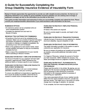 Group Disability Insurance Evidence of Insurability Form