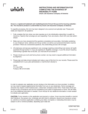 Evidence of Insurability Form