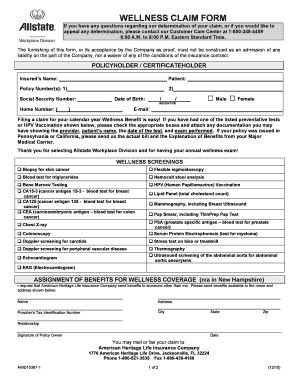 Allstate Wellness Claim Form