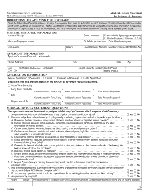 Standard Insurance Medical History Statement