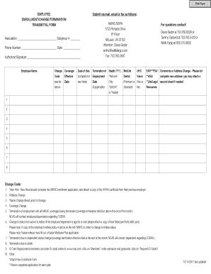 Employee Enrollment Change Transmittal Form