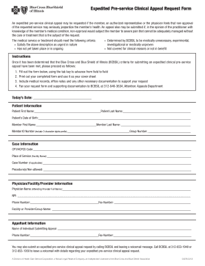 Expedited Pre-service Clinical Appeal Request Form - Blue Cross ...