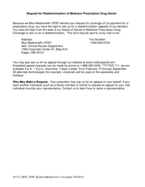 Medicare Prescription Drug Redetermination Request Form